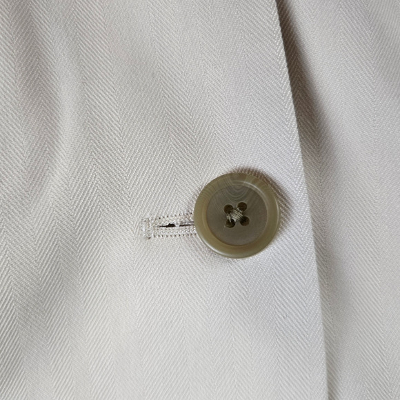 90s Vintage Ivory Single Breasted Double Button Silk Blazer Sports Coat Size 42R - Picture 3 of 10